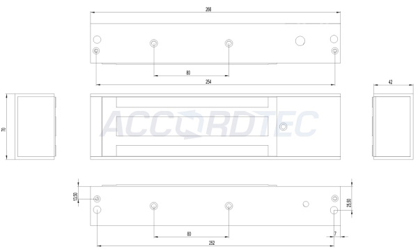 ML-600K без электроники Электромагнитный замок ACCORDTEC, 600 кг, накладной